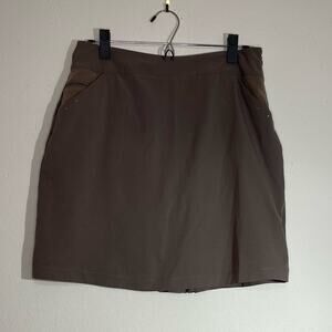 Tail Tech Brown Mini Skirt Size 6 Side Zip Stretch Trim